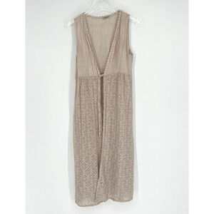 Valentina Naldi Cardigan Womens‎ OS Linen Brown Duster Lightweight Coverup